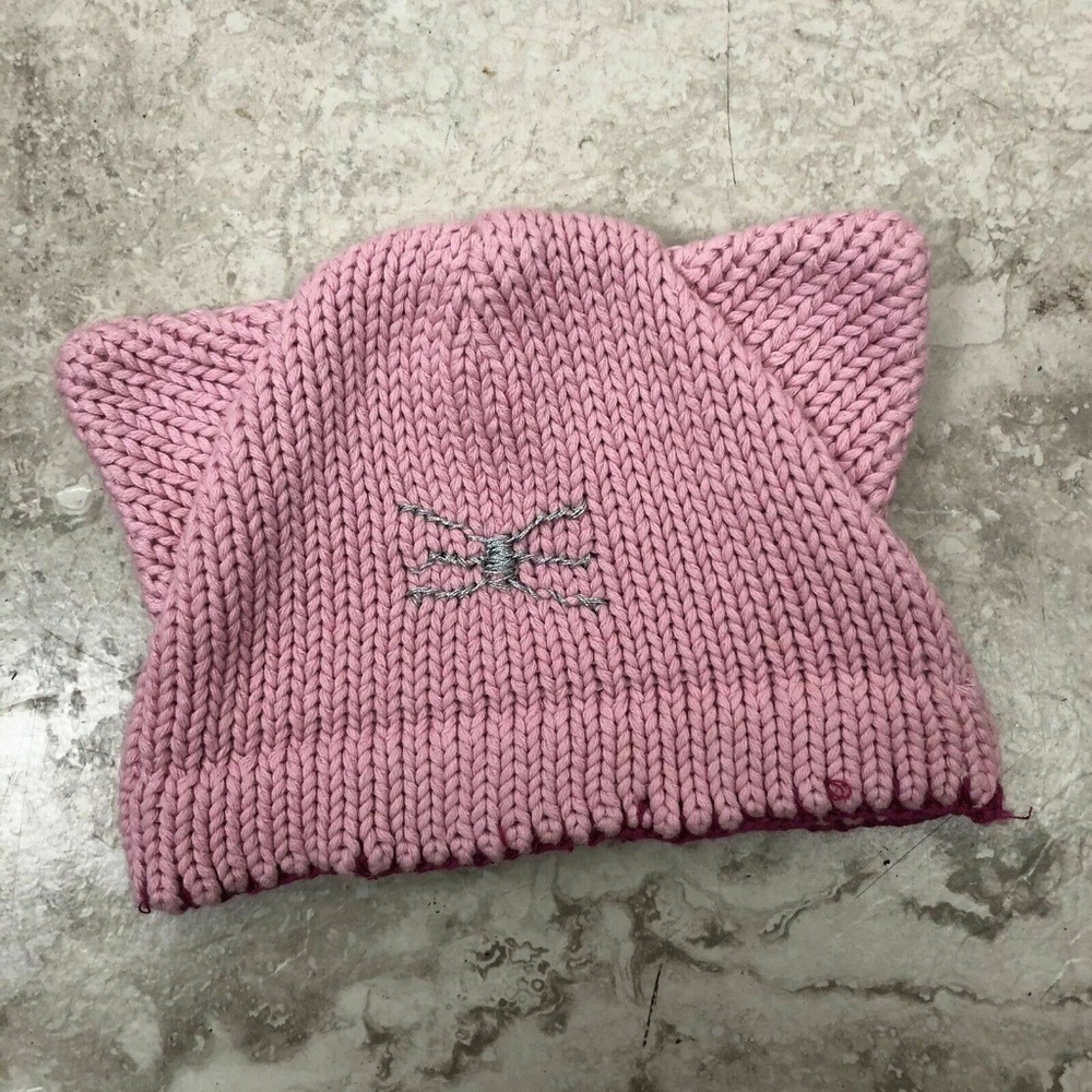 Anthropologie Wild Ones Cat Hat Pink Beanie
